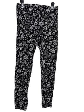 Old Navy Women’s Black Floral High Rise Ankle Leggings Size Medium
